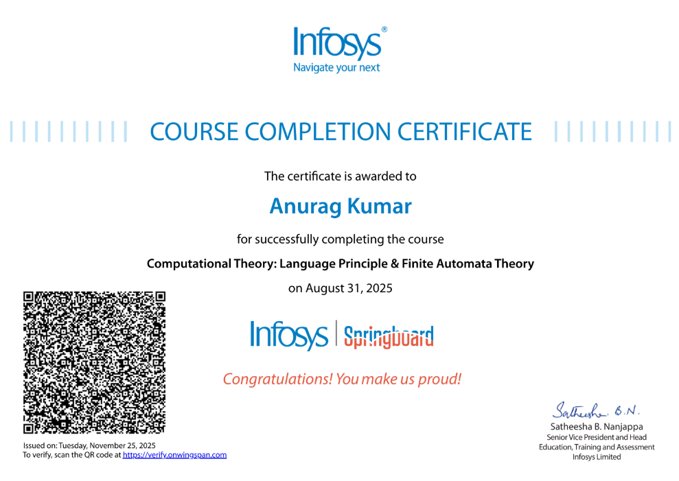 Computational Theory Certificate